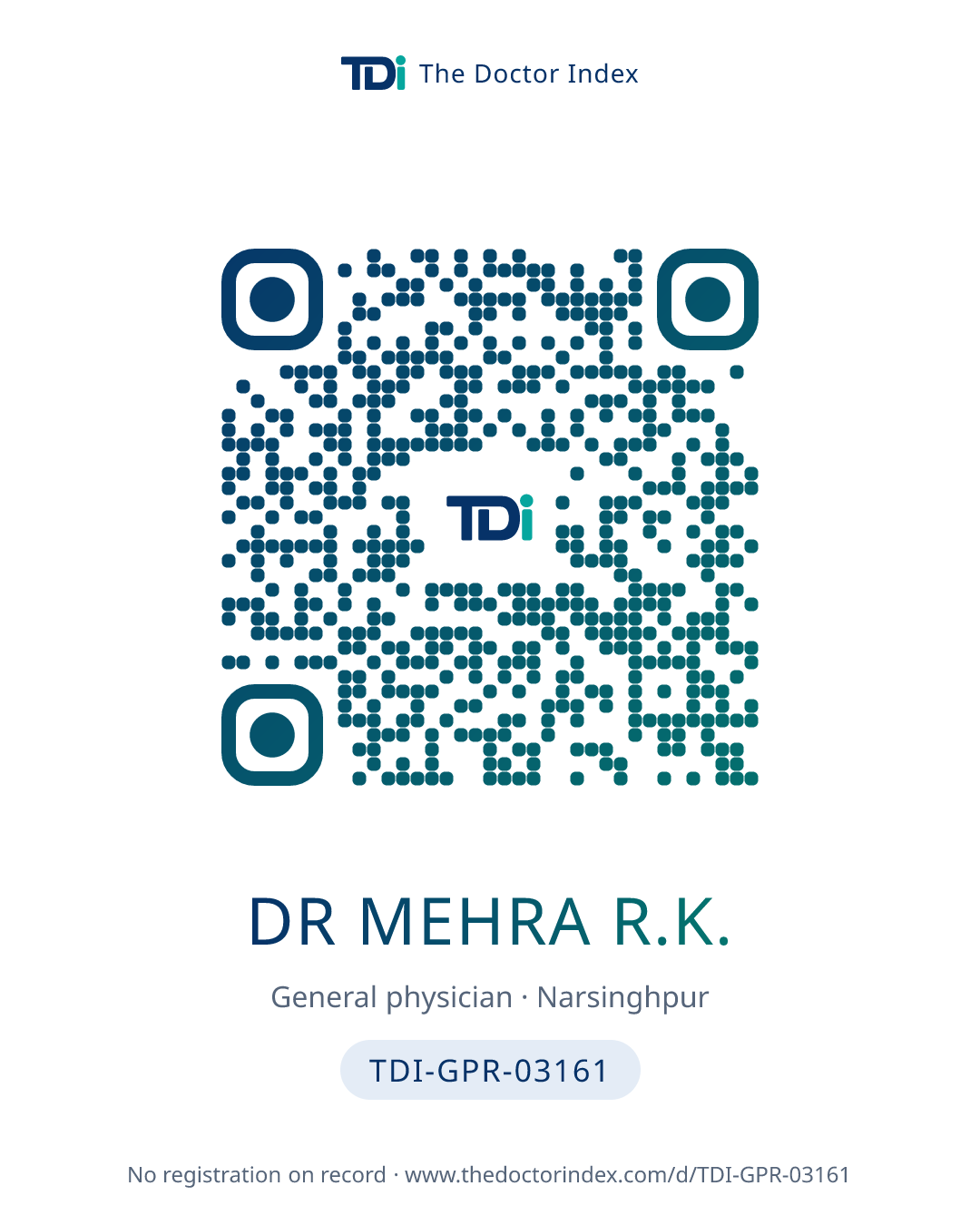 QR card for Dr Mehra R.K., TDI-GPR-03161