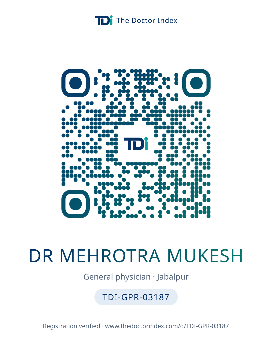 QR card for Dr Mehrotra Mukesh, TDI-GPR-03187