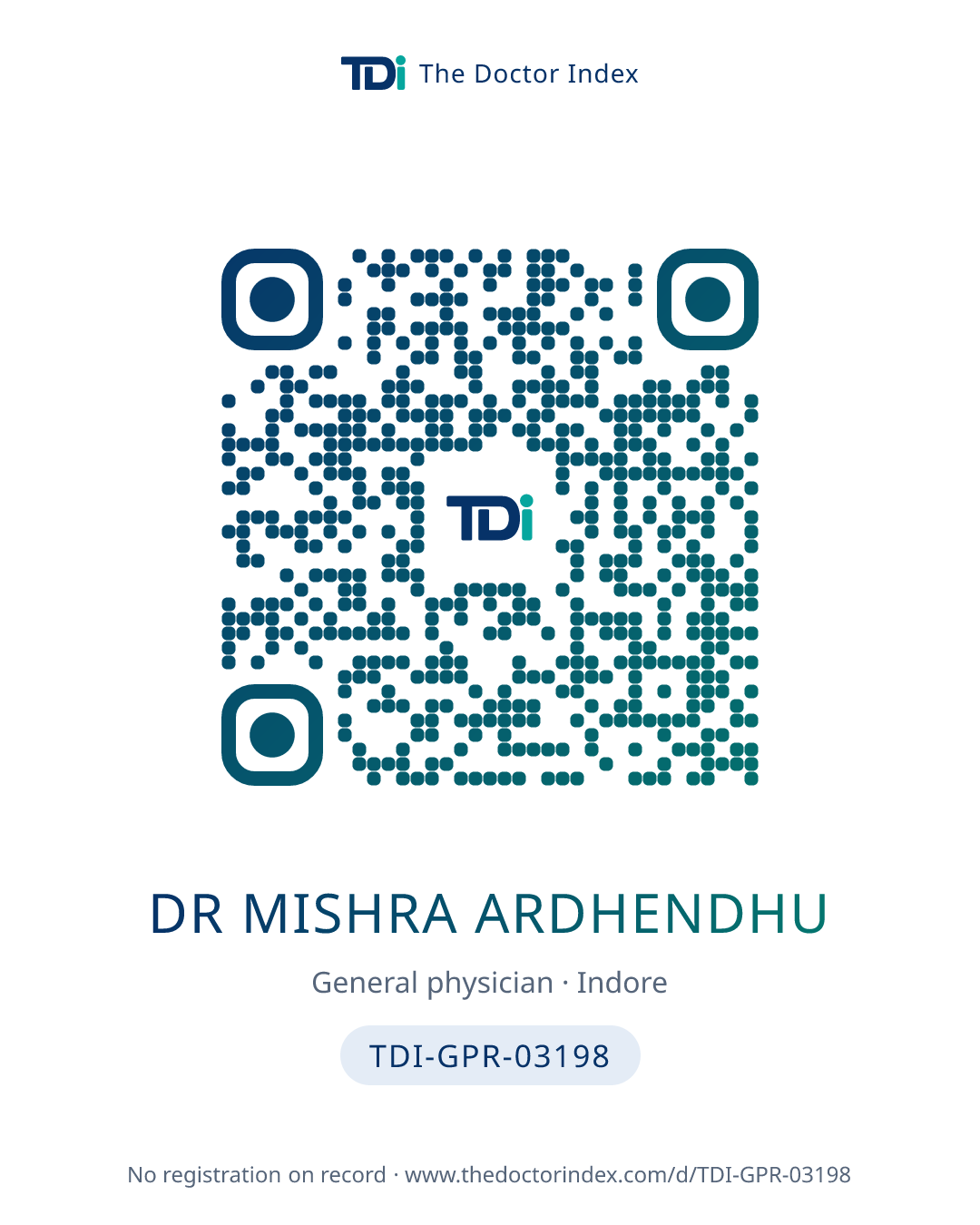 QR card for Dr Mishra Ardhendhu, TDI-GPR-03198