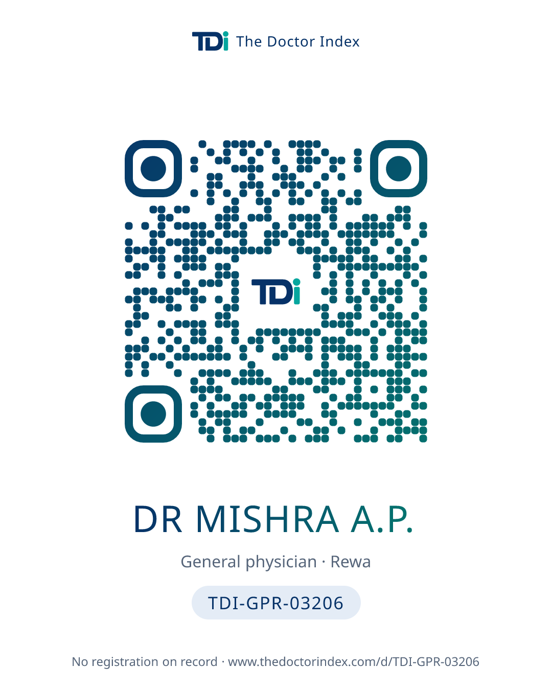 QR card for Dr Mishra A.P., TDI-GPR-03206