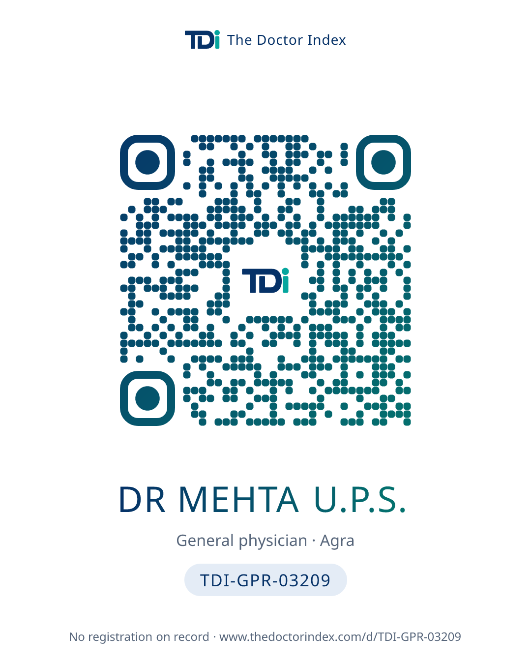 QR card for Dr Mehta U.P.S., TDI-GPR-03209