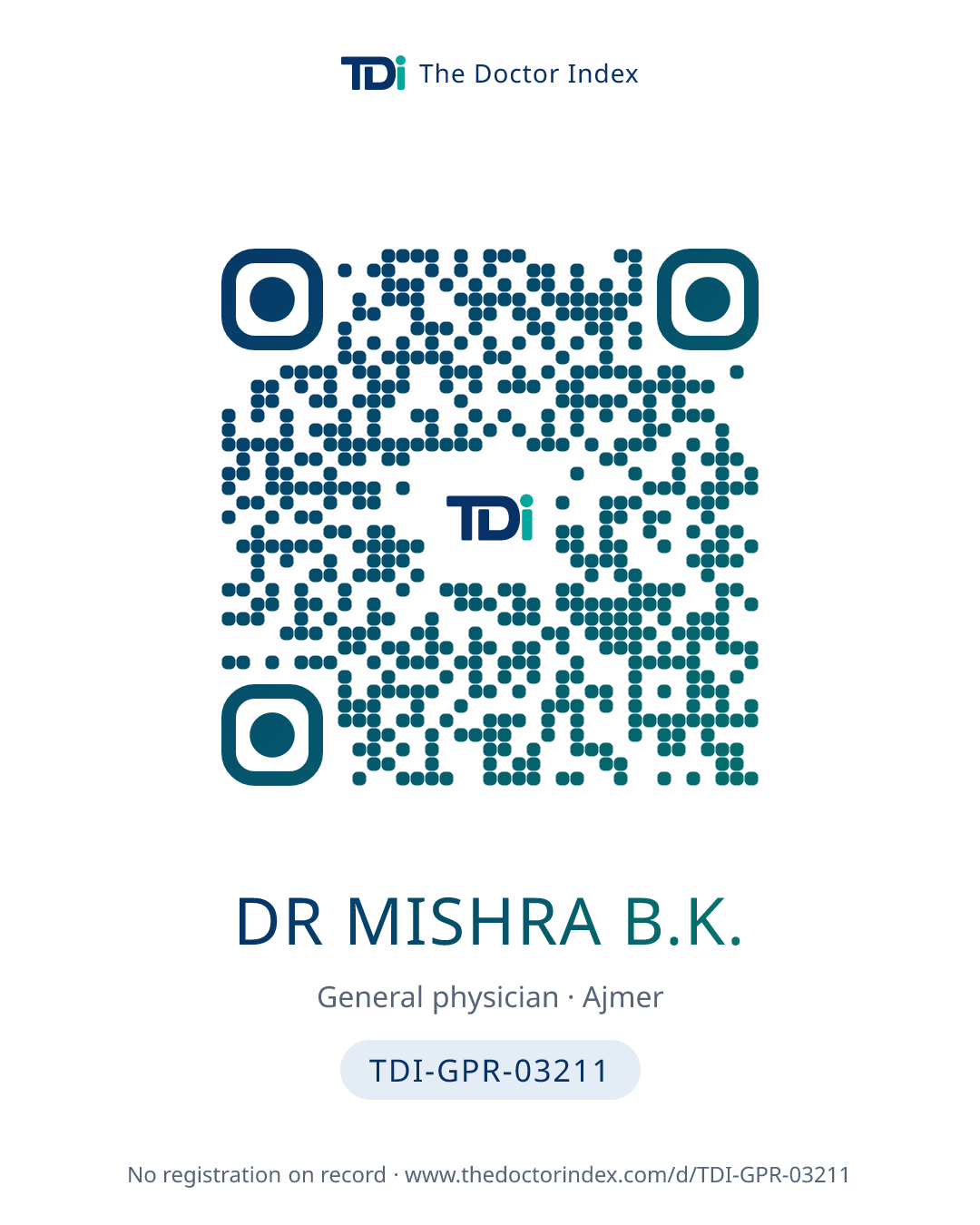 QR card for Dr Mishra B.K., TDI-GPR-03211