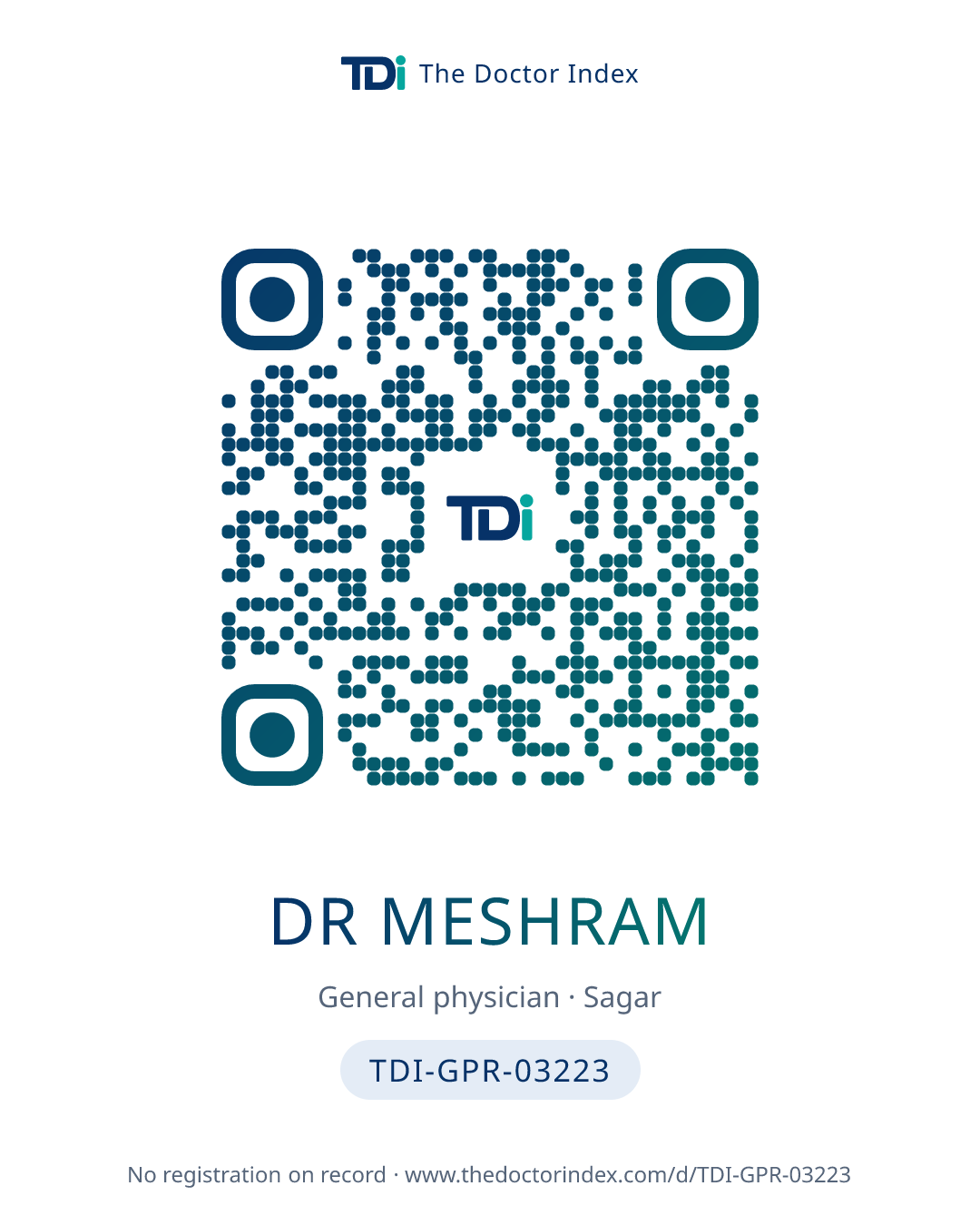 QR card for Dr Meshram, TDI-GPR-03223