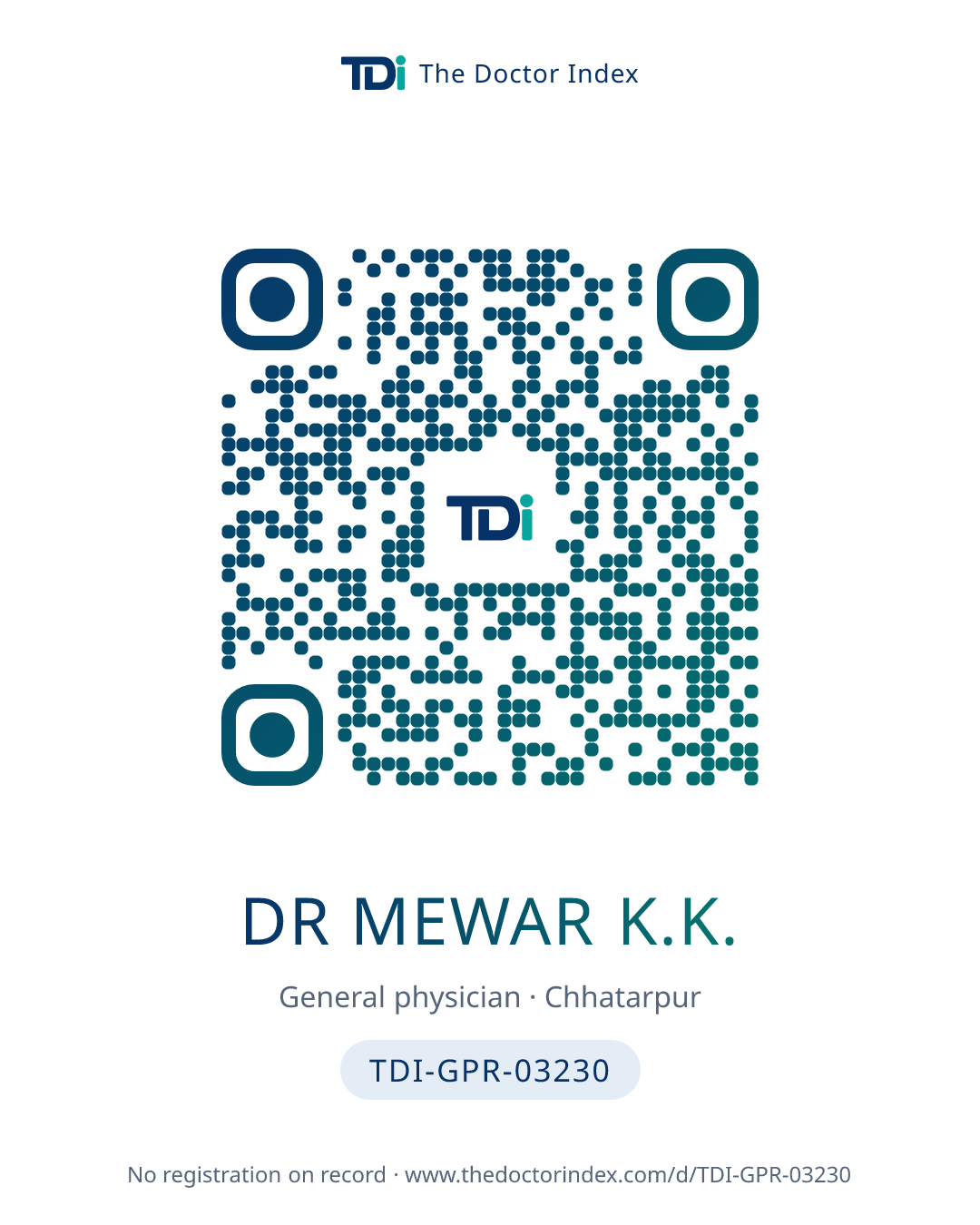 QR card for Dr Mewar K.K., TDI-GPR-03230