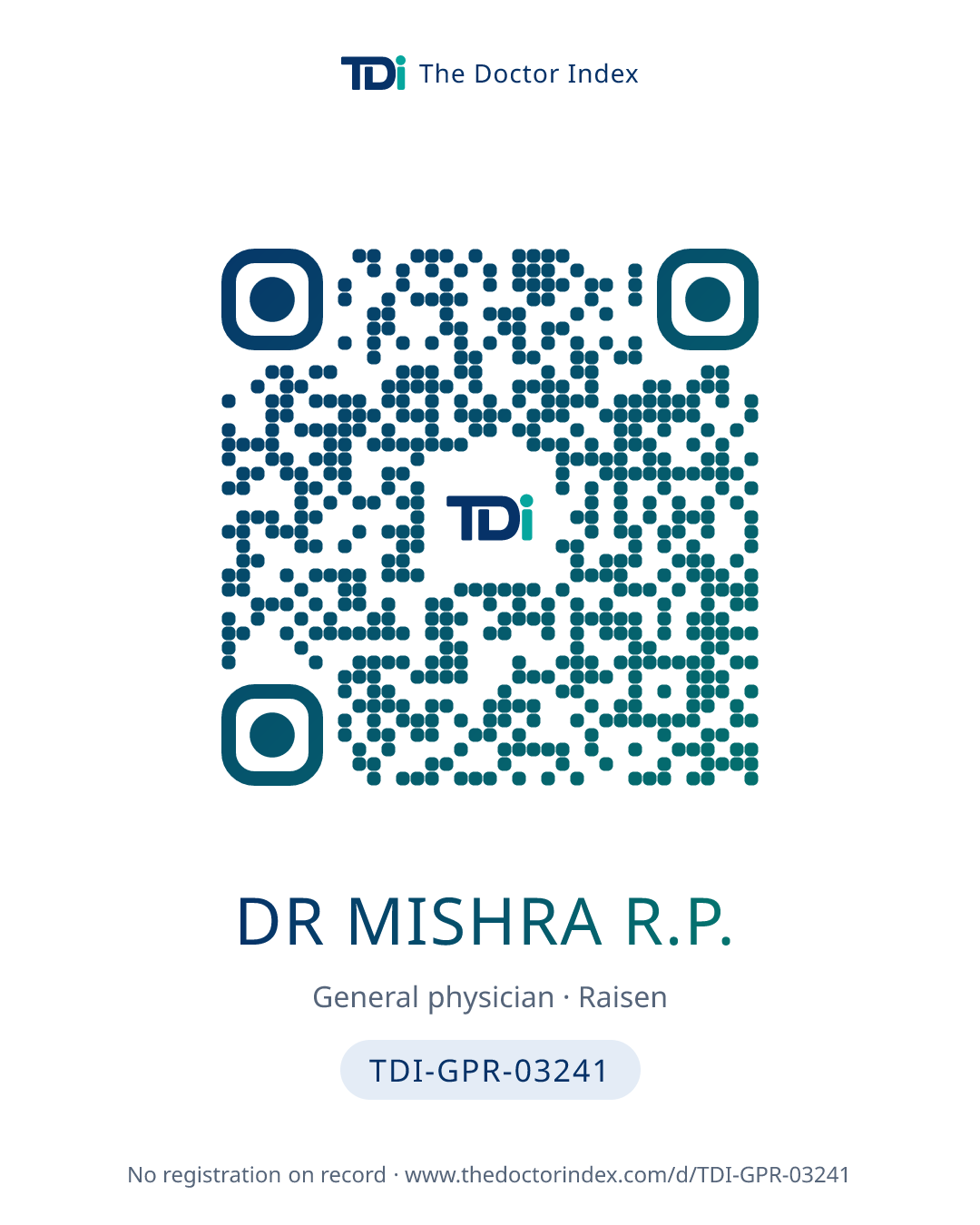 QR card for Dr Mishra R.P., TDI-GPR-03241
