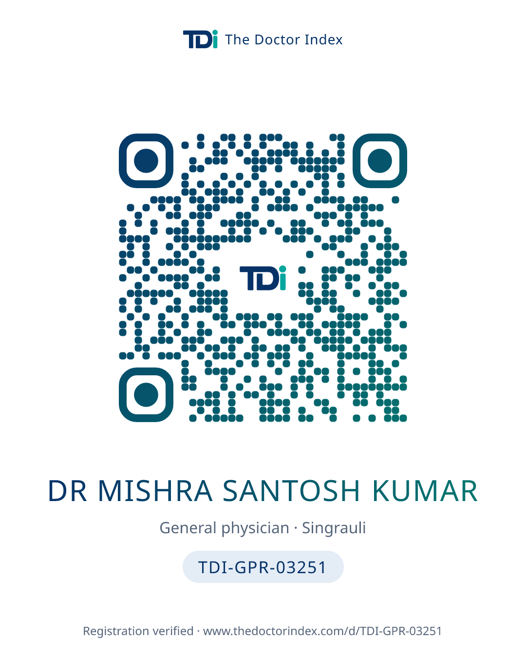 QR card for Dr Mishra Santosh Kumar, TDI-GPR-03251