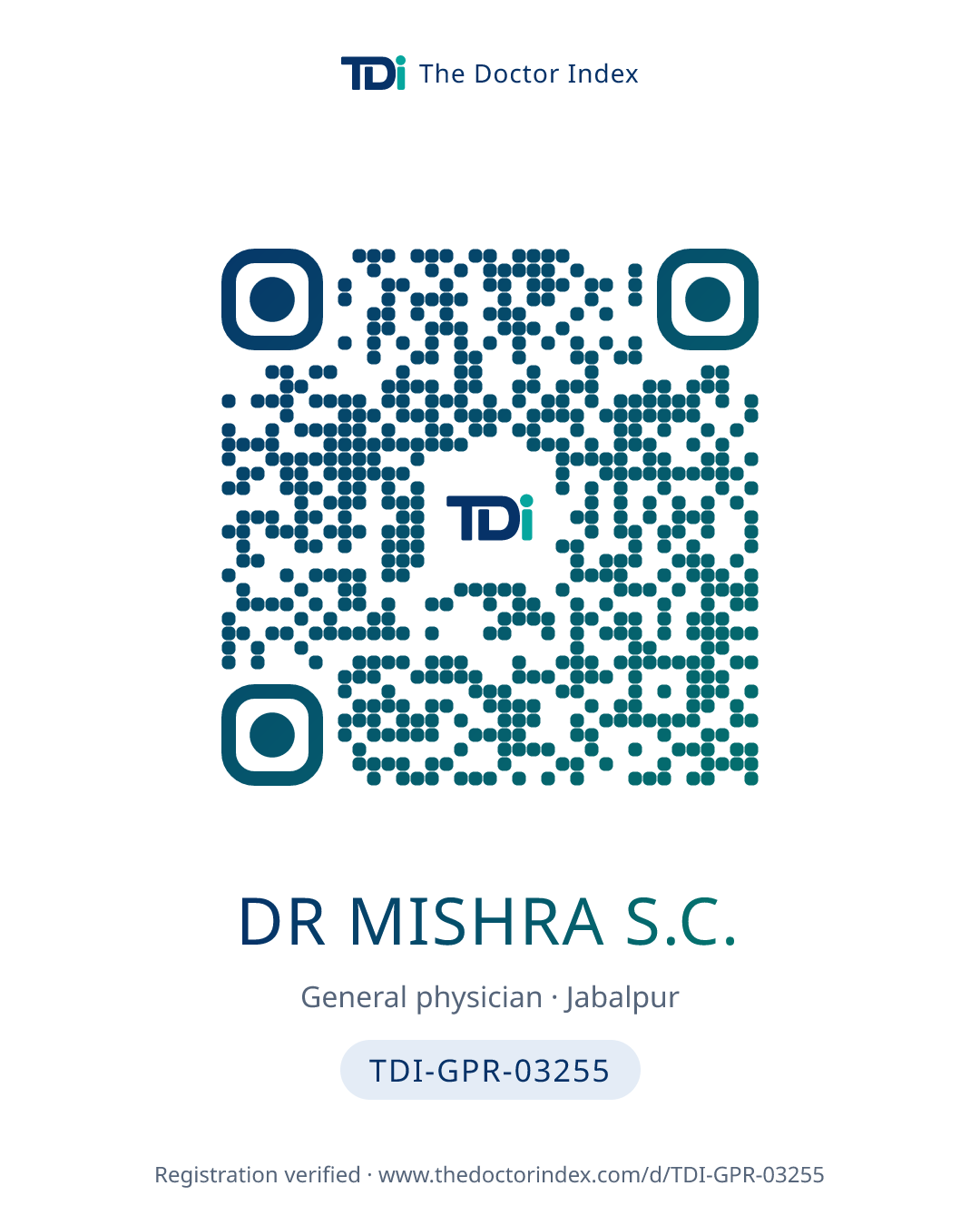 QR card for Dr Mishra S.C., TDI-GPR-03255