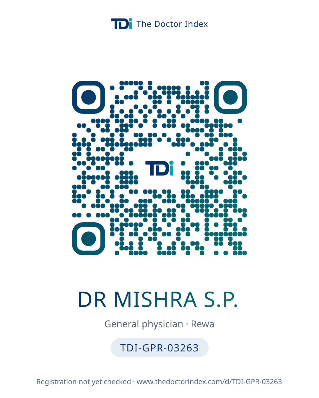 QR card for Dr Mishra S.P., TDI-GPR-03263