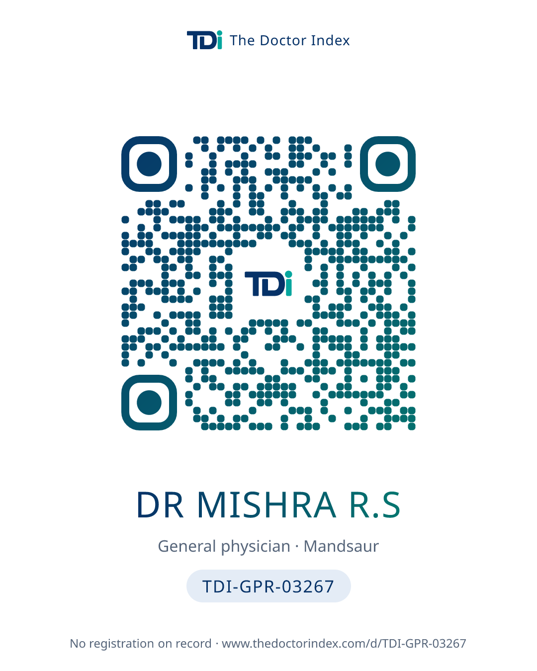 QR card for Dr Mishra R.S, TDI-GPR-03267