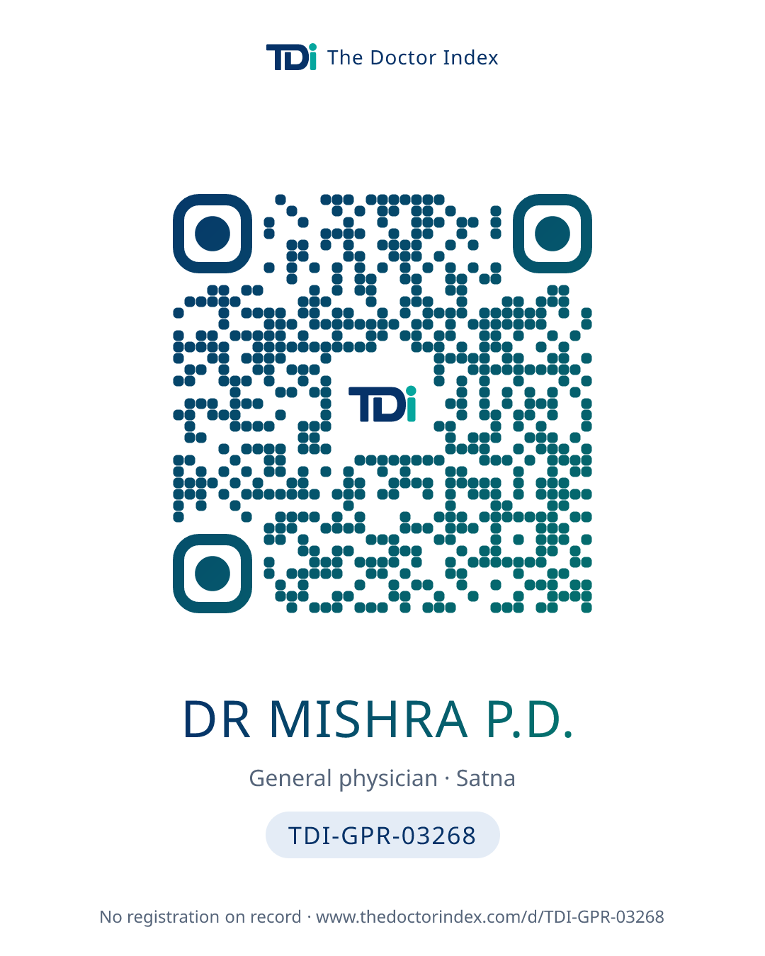 QR card for Dr Mishra P.D., TDI-GPR-03268