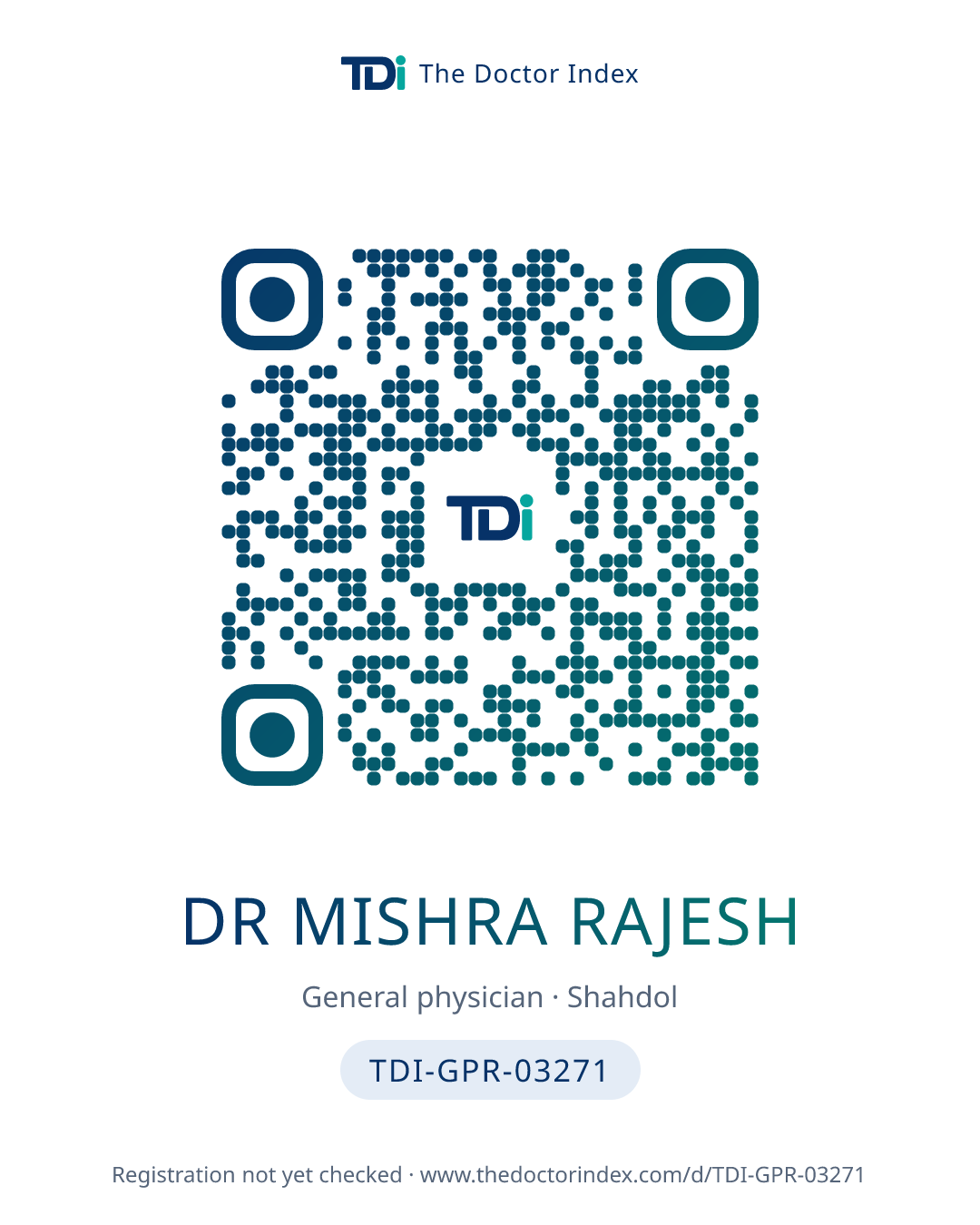 QR card for Dr Mishra Rajesh, TDI-GPR-03271