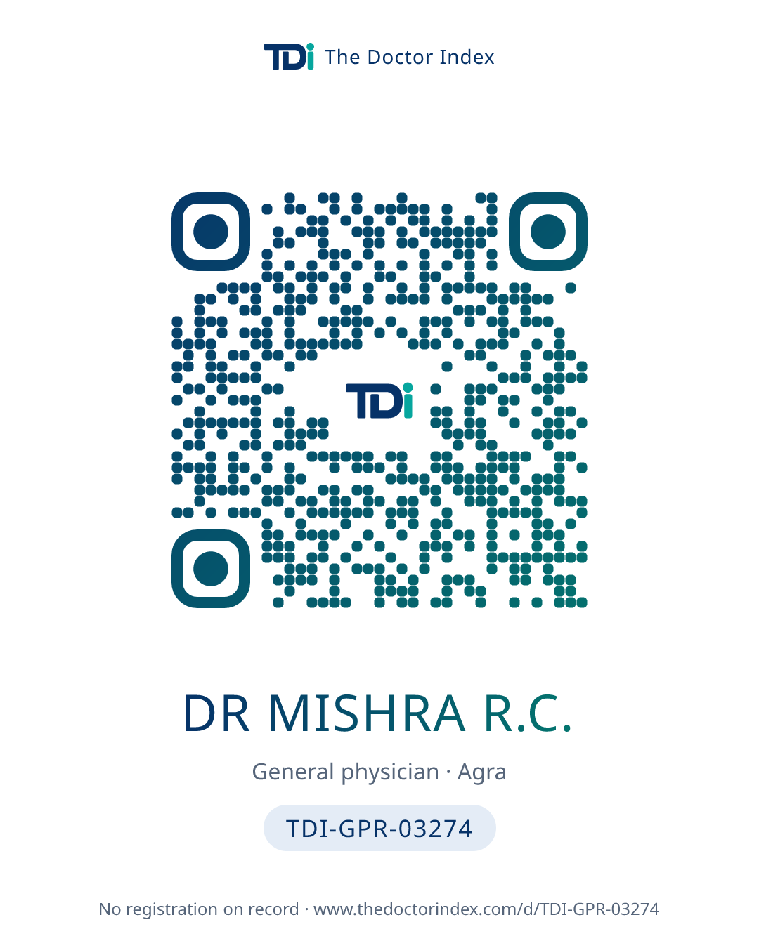 QR card for Dr Mishra R.C., TDI-GPR-03274