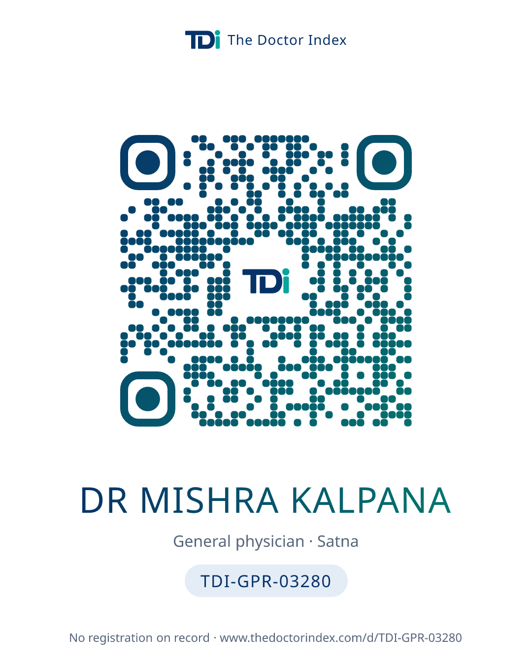 QR card for Dr Mishra Kalpana, TDI-GPR-03280
