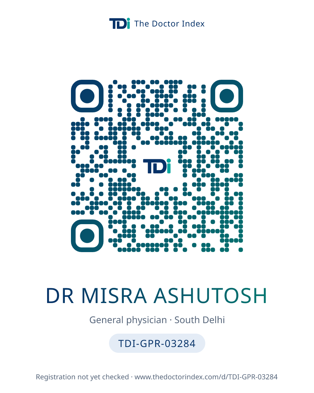 QR card for Dr Misra Ashutosh, TDI-GPR-03284