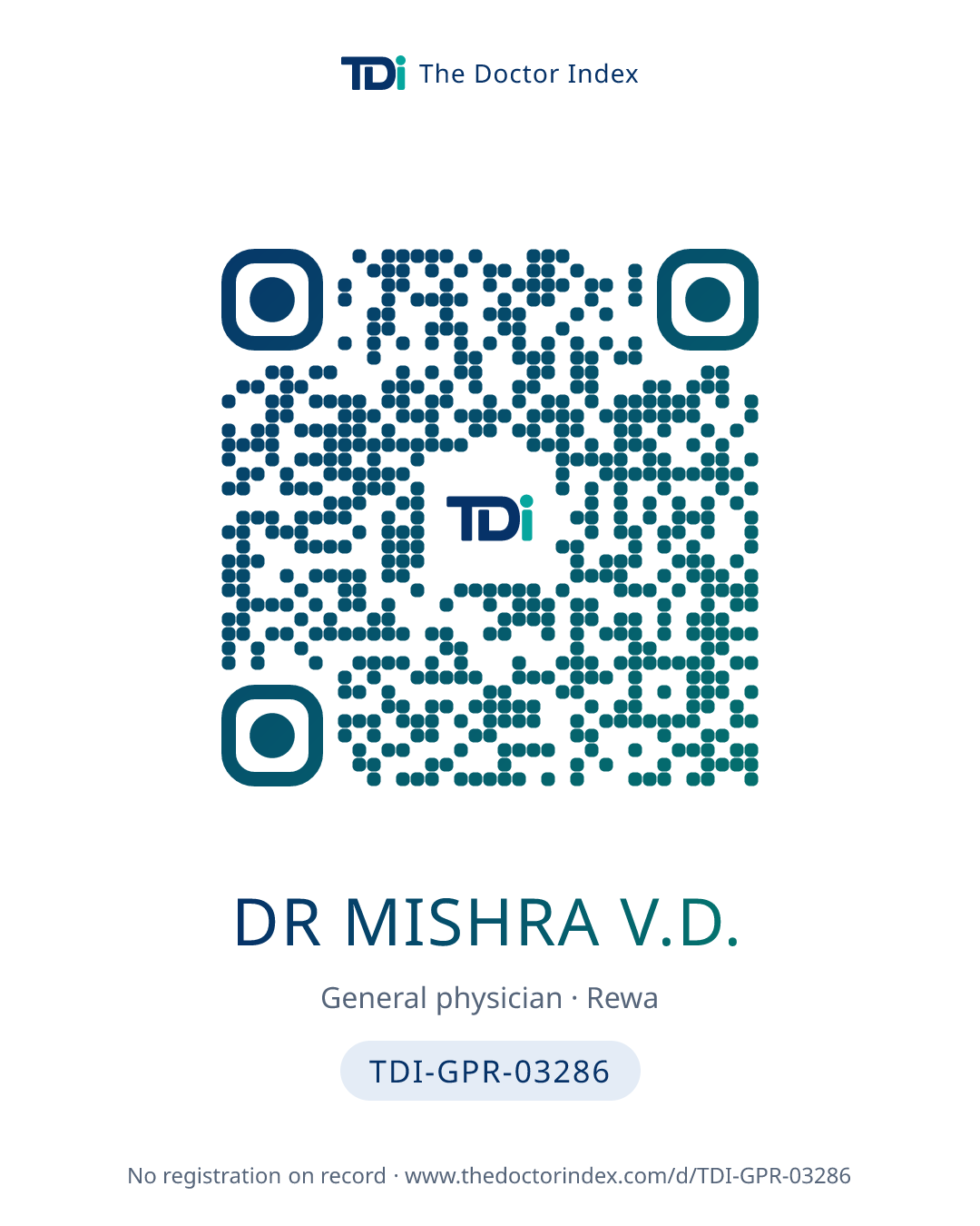 QR card for Dr Mishra V.D., TDI-GPR-03286
