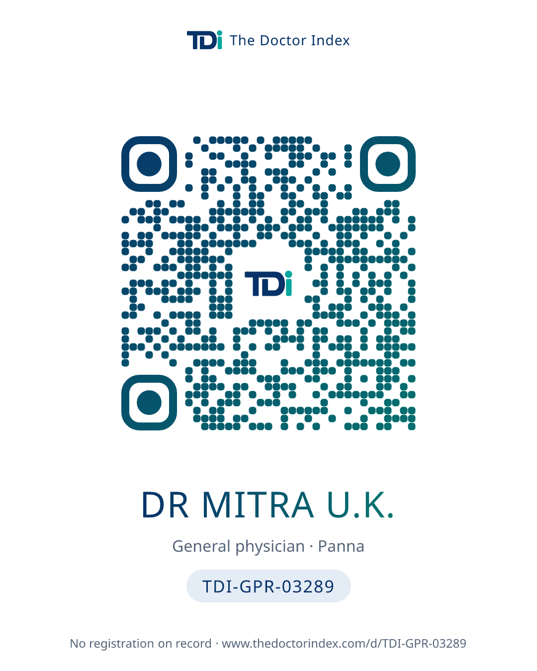 QR card for Dr Mitra U.K., TDI-GPR-03289