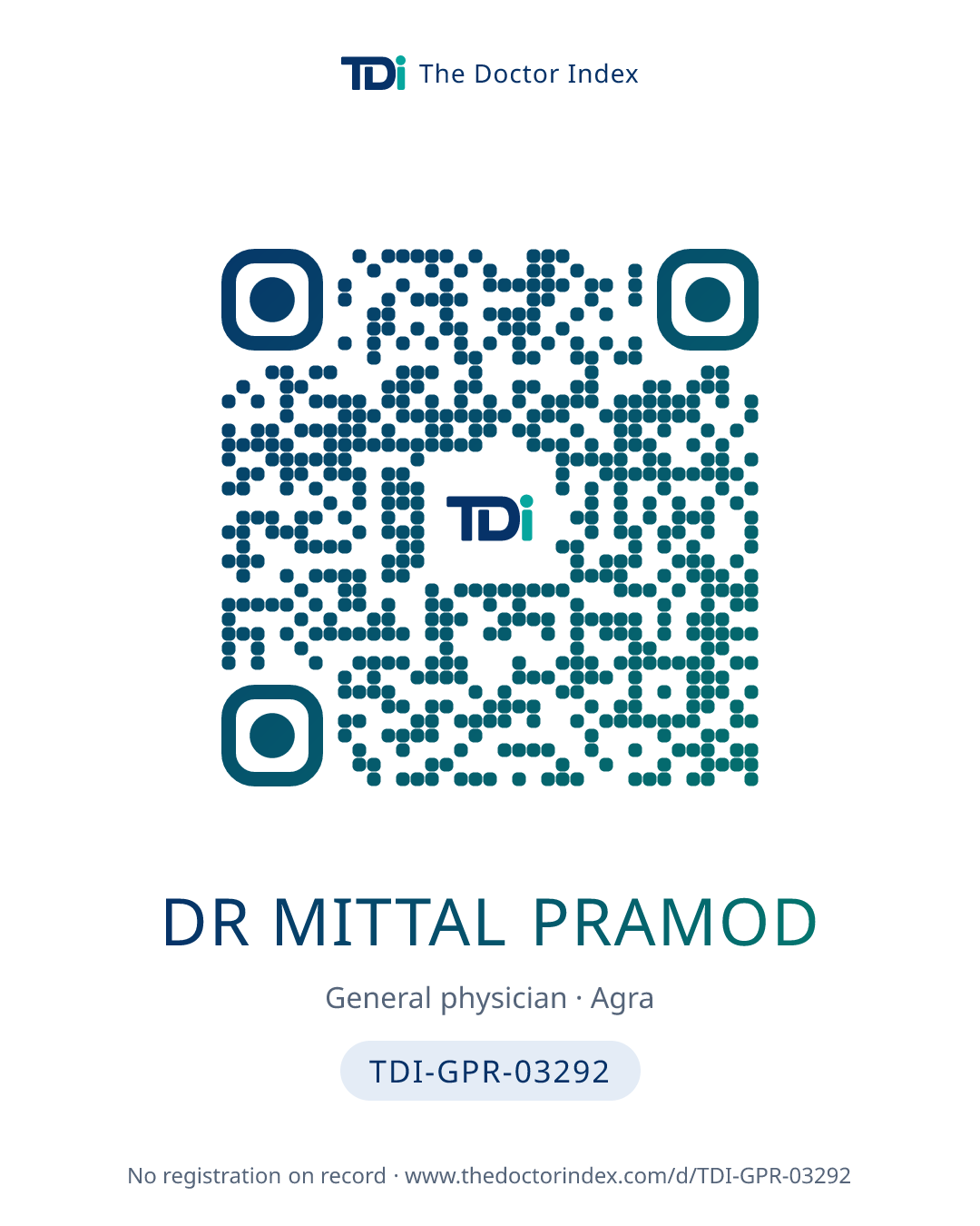 QR card for Dr Mittal Pramod, TDI-GPR-03292