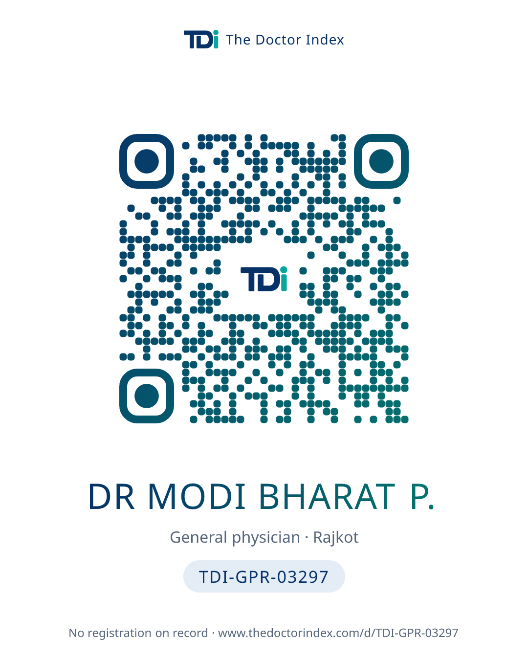 QR card for Dr Modi Bharat P., TDI-GPR-03297