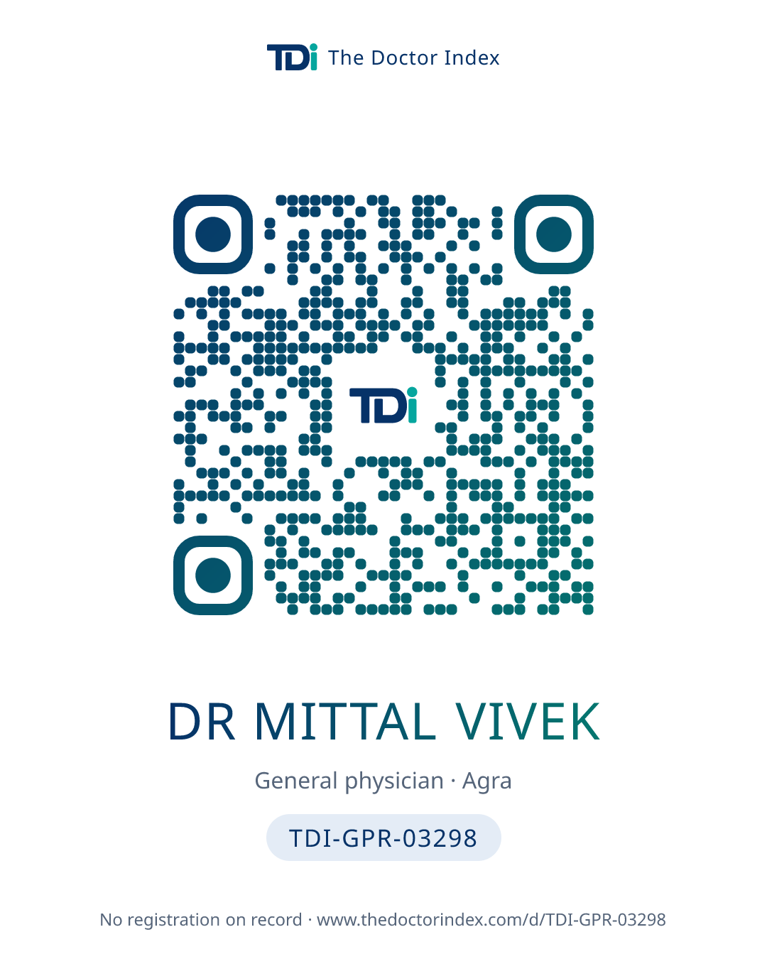 QR card for Dr Mittal Vivek, TDI-GPR-03298