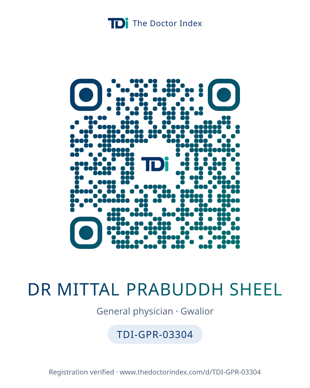 QR card for Dr Mittal Prabuddh Sheel, TDI-GPR-03304