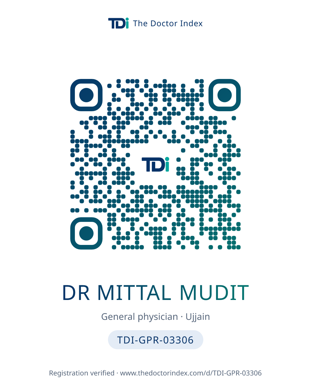 QR card for Dr Mittal Mudit, TDI-GPR-03306