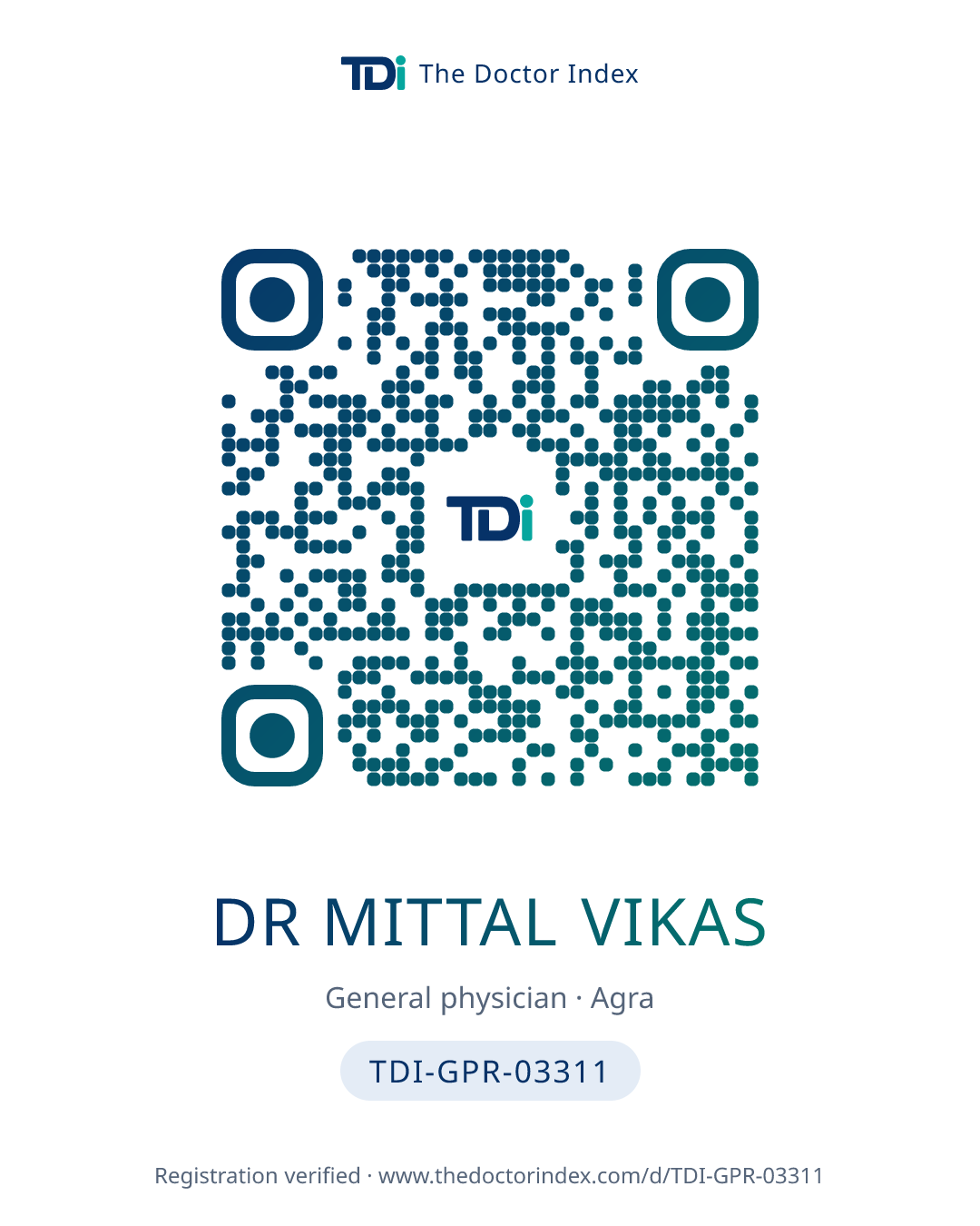 QR card for Dr Mittal Vikas, TDI-GPR-03311