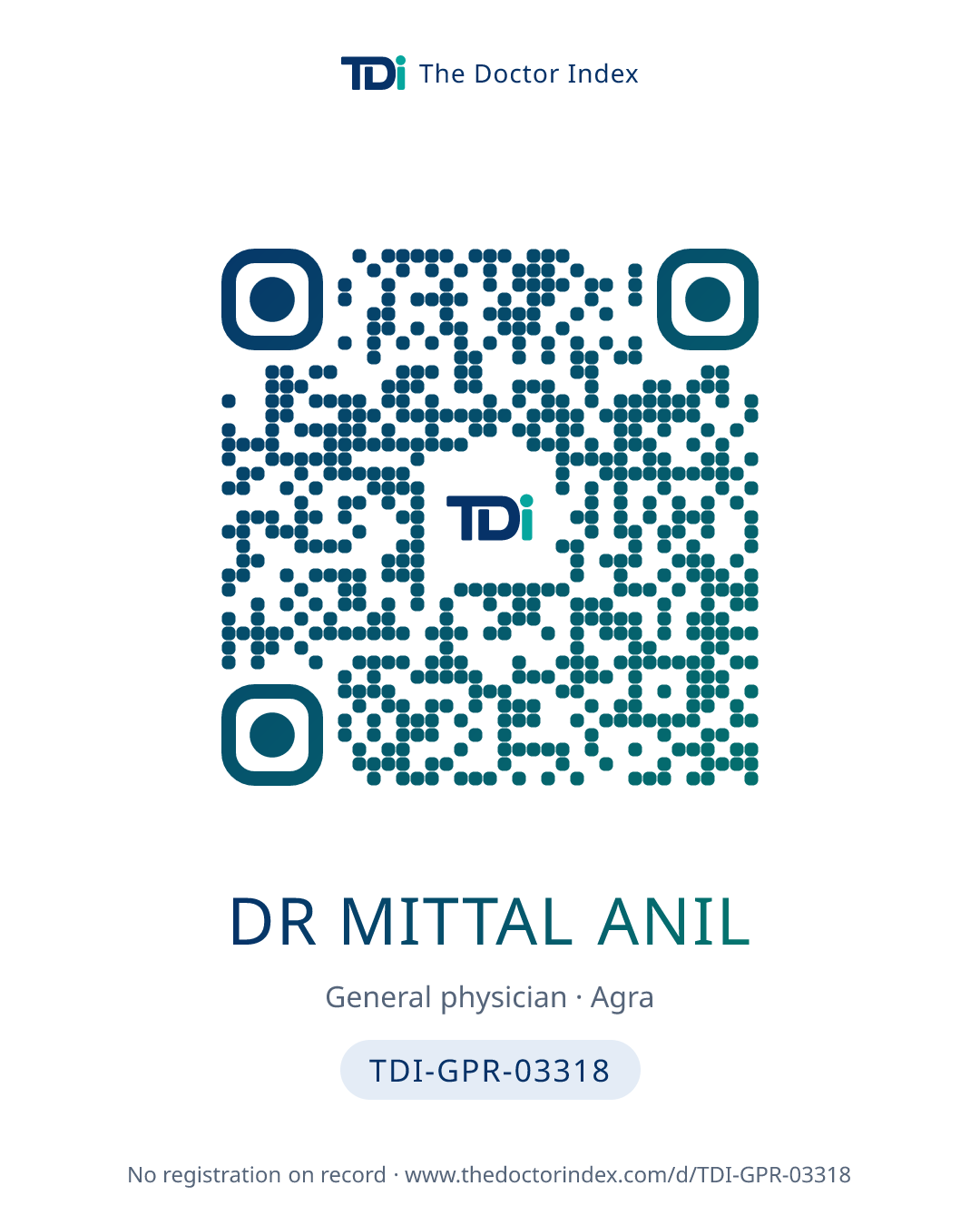 QR card for Dr Mittal Anil, TDI-GPR-03318