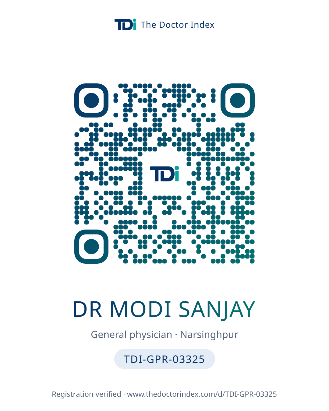 QR card for Dr Modi Sanjay, TDI-GPR-03325