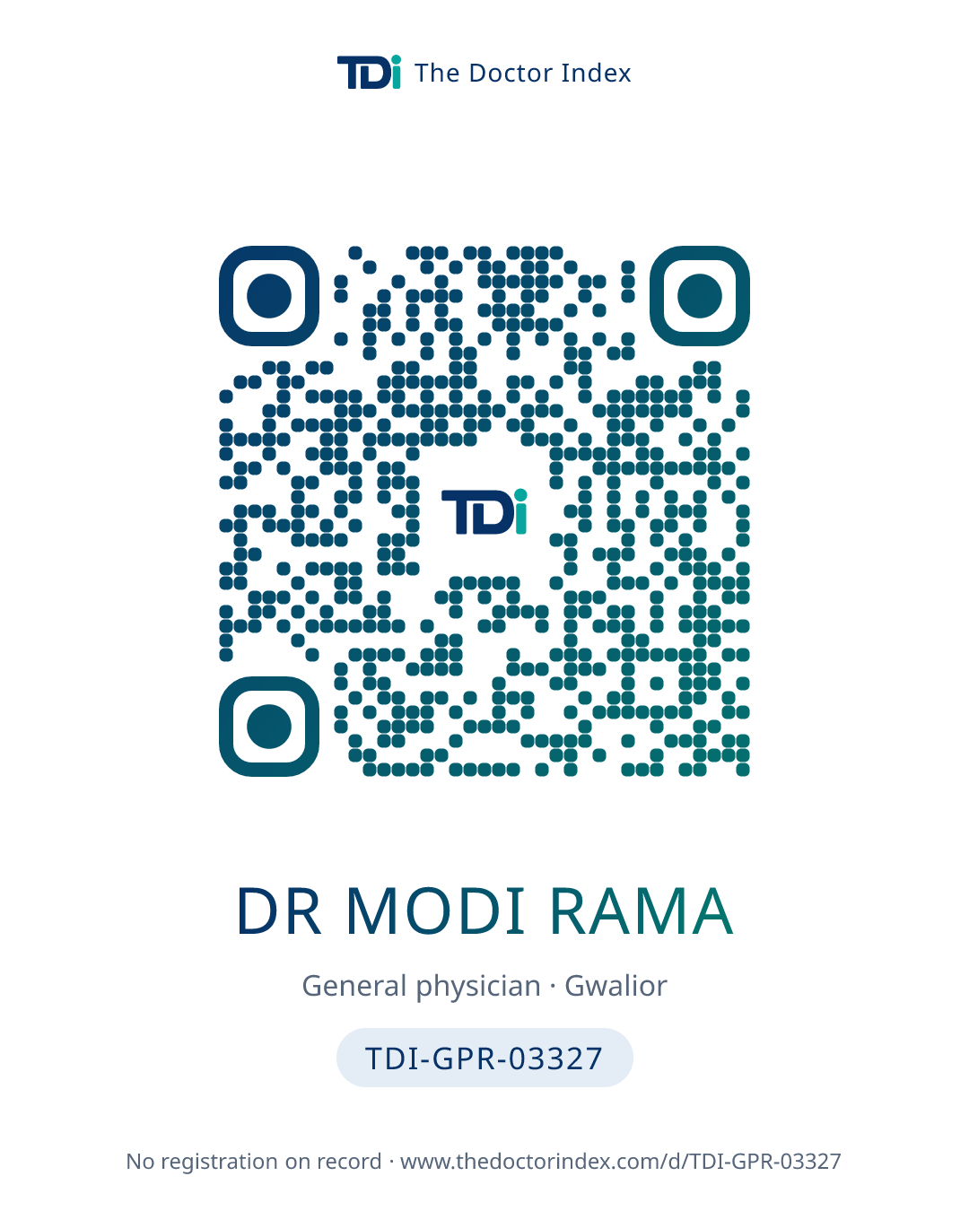 QR card for Dr Modi Rama, TDI-GPR-03327