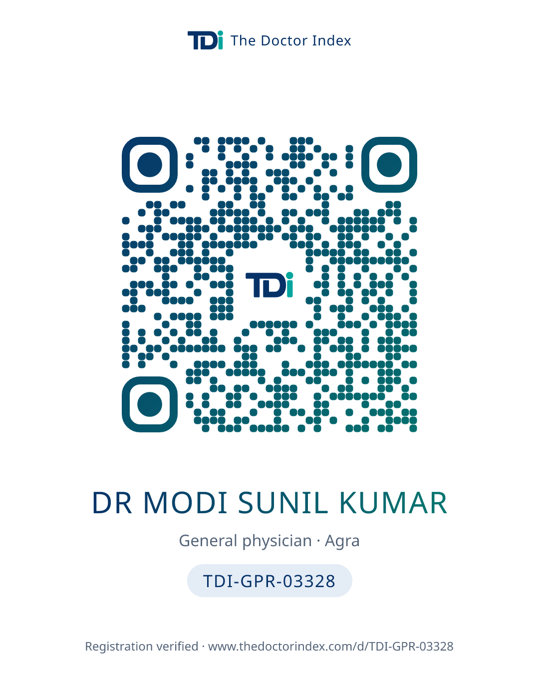 QR card for Dr Modi Sunil Kumar, TDI-GPR-03328