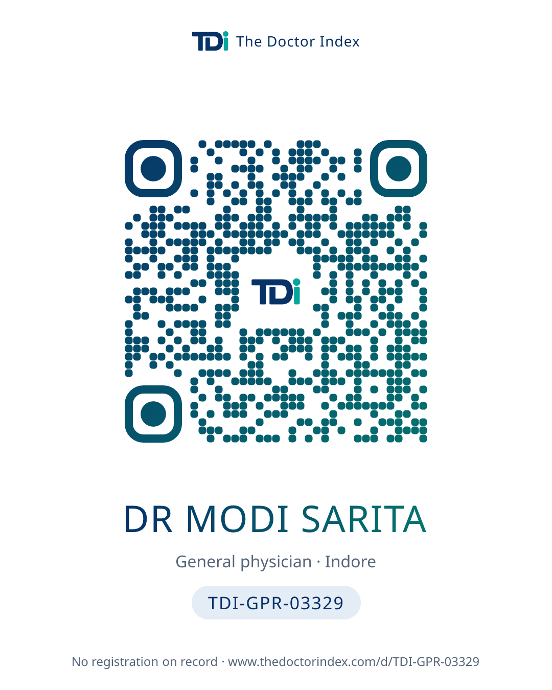 QR card for Dr Modi Sarita, TDI-GPR-03329
