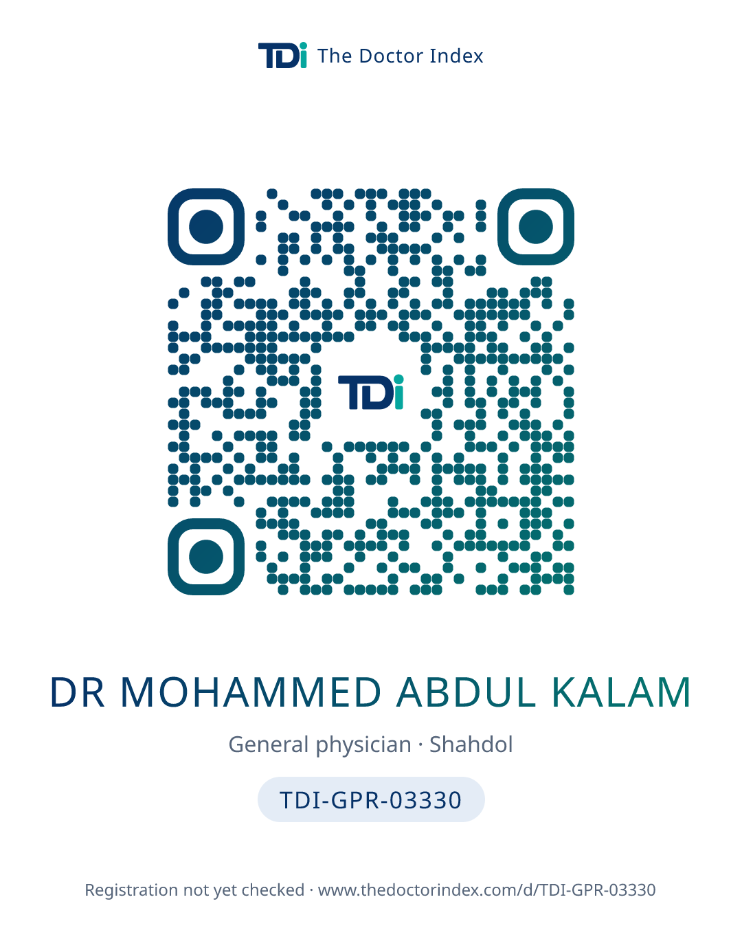 QR card for Dr Mohammed Abdul Kalam, TDI-GPR-03330