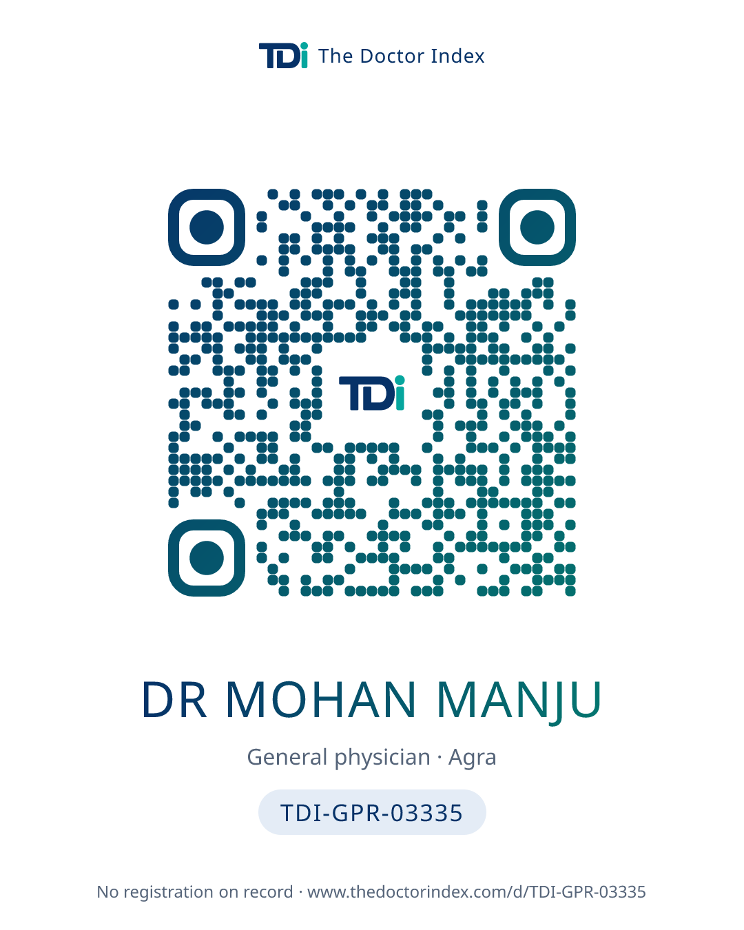 QR card for Dr Mohan Manju, TDI-GPR-03335