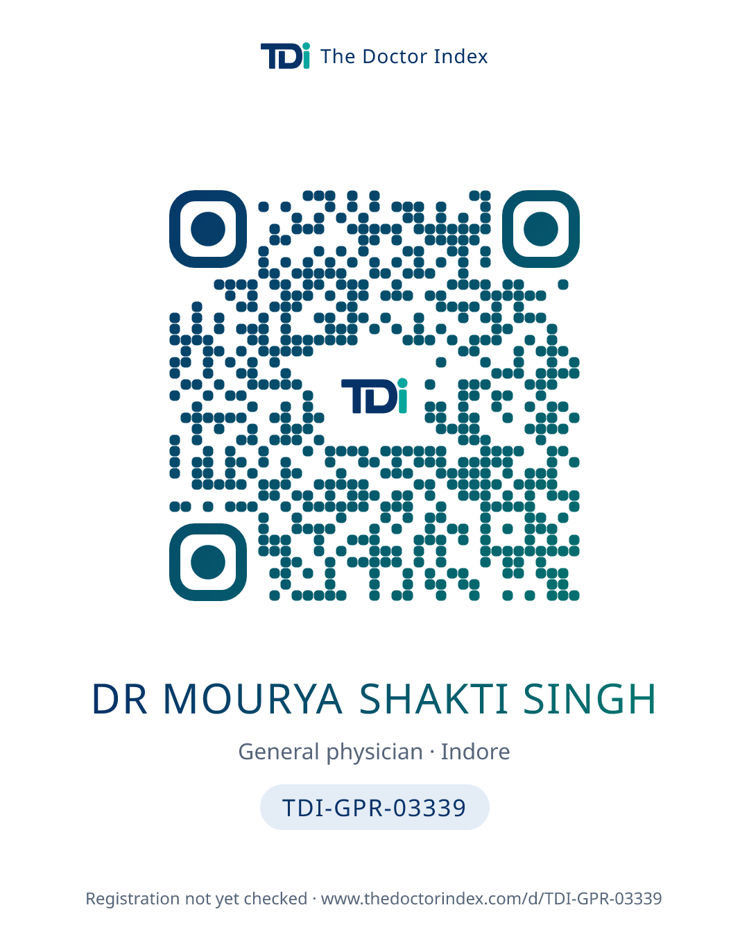 QR card for Dr Mourya Shakti Singh, TDI-GPR-03339