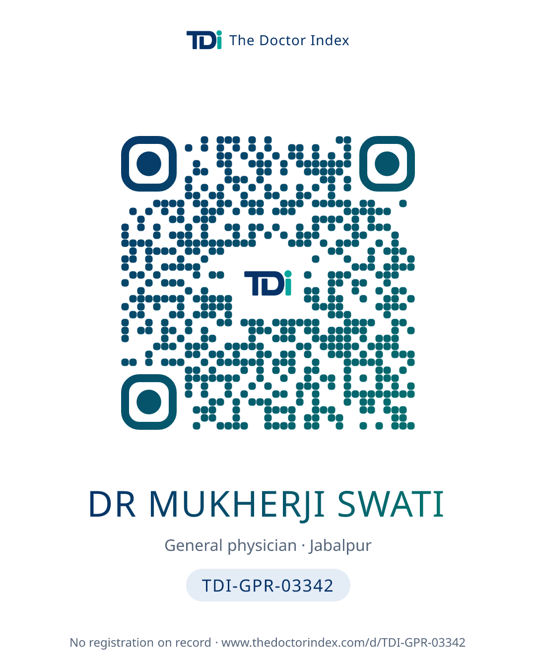 QR card for Dr Mukherji Swati, TDI-GPR-03342