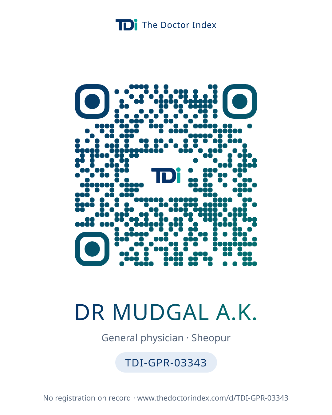 QR card for Dr Mudgal A.K., TDI-GPR-03343