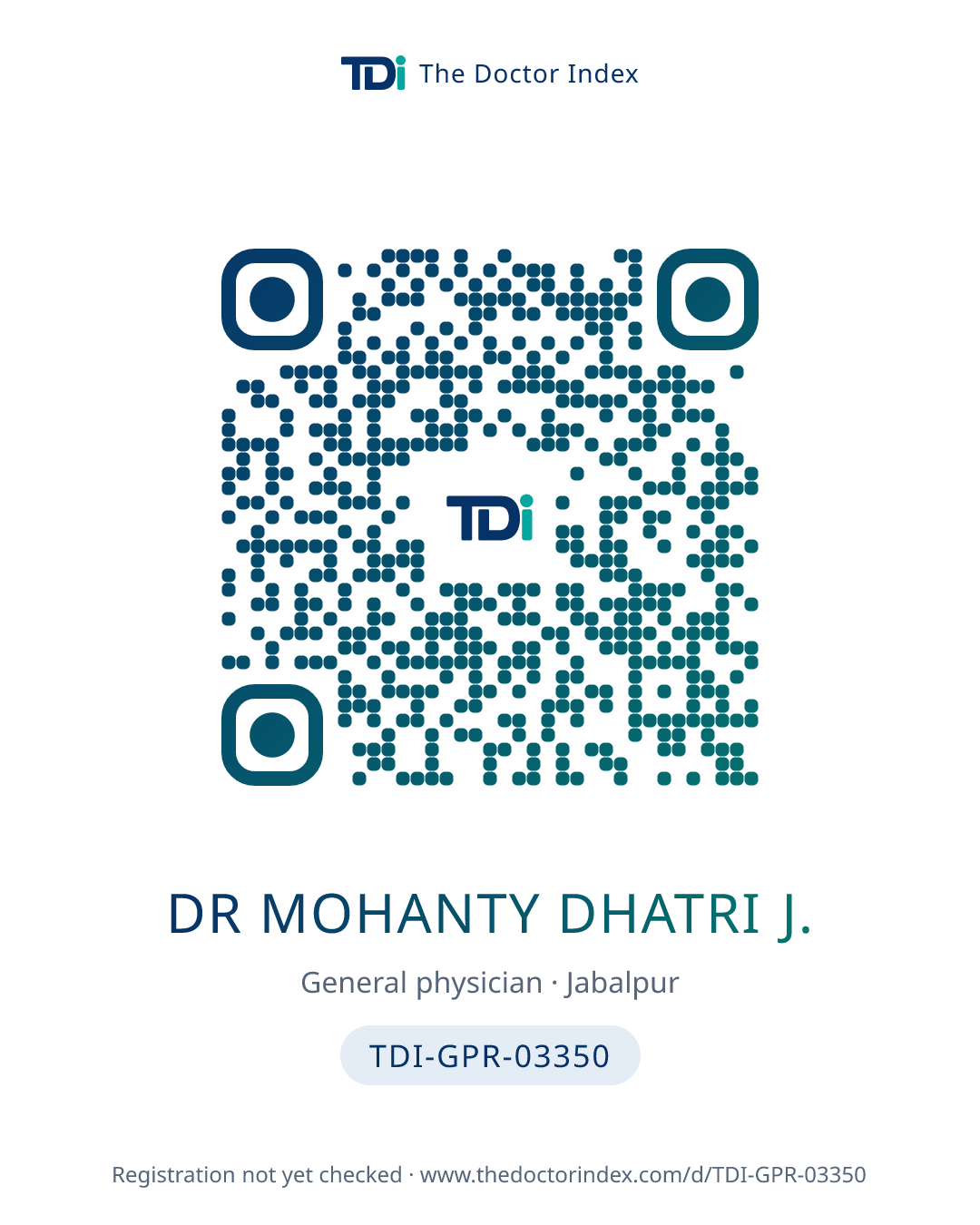QR card for Dr Mohanty Dhatri J., TDI-GPR-03350