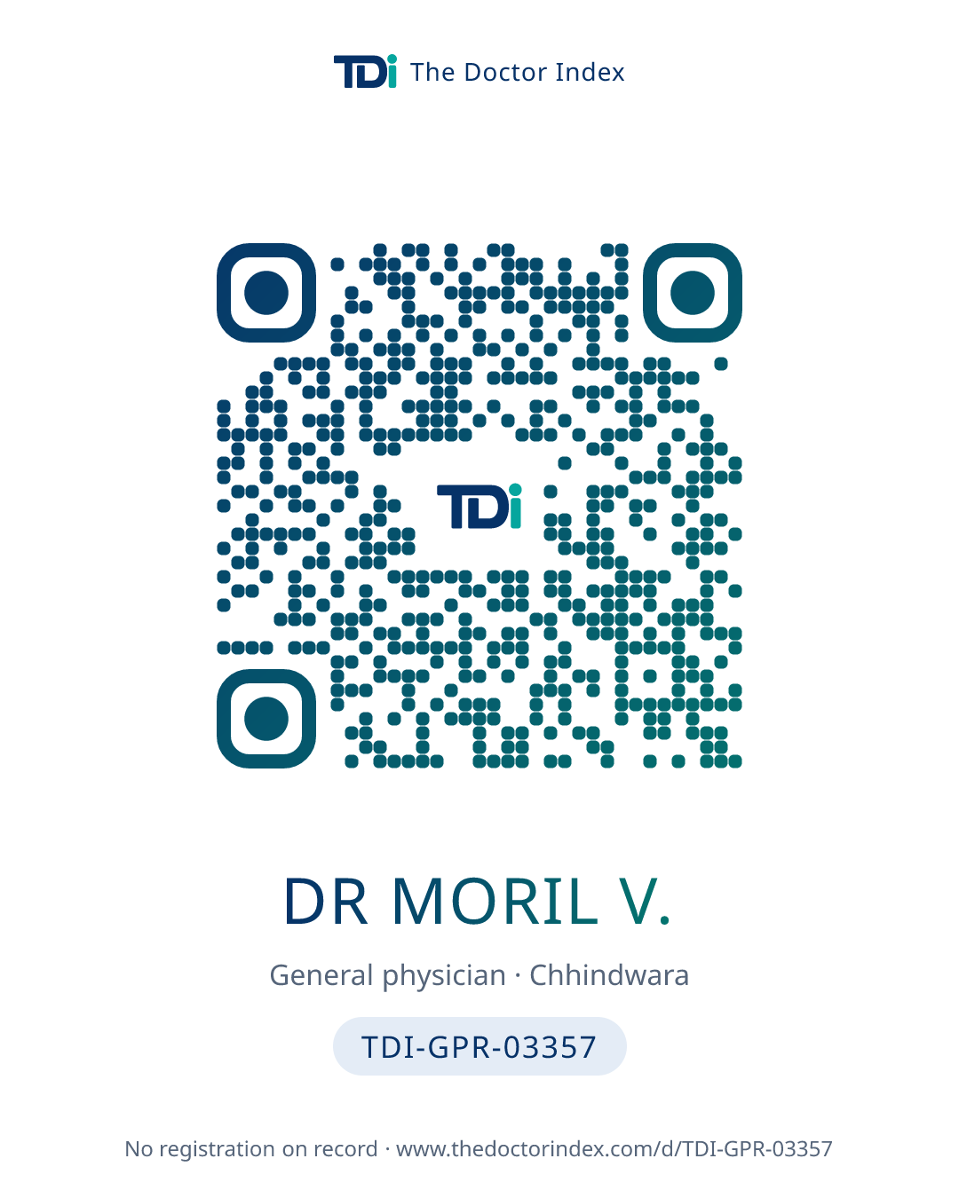 QR card for Dr Moril V., TDI-GPR-03357
