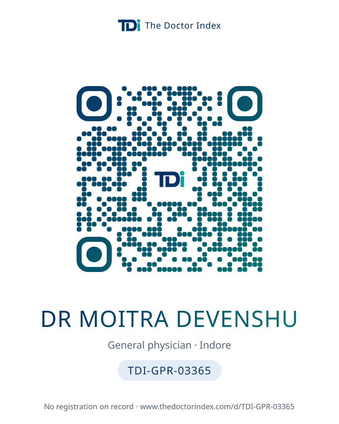 QR card for Dr Moitra Devenshu, TDI-GPR-03365
