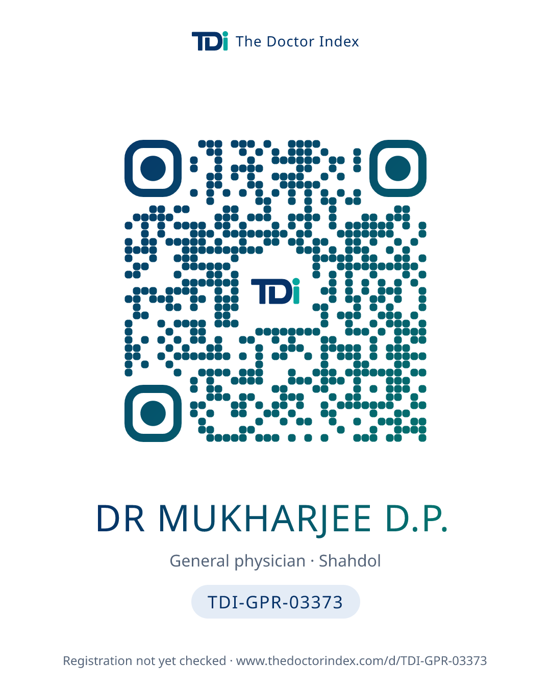 QR card for Dr Mukharjee D.P., TDI-GPR-03373