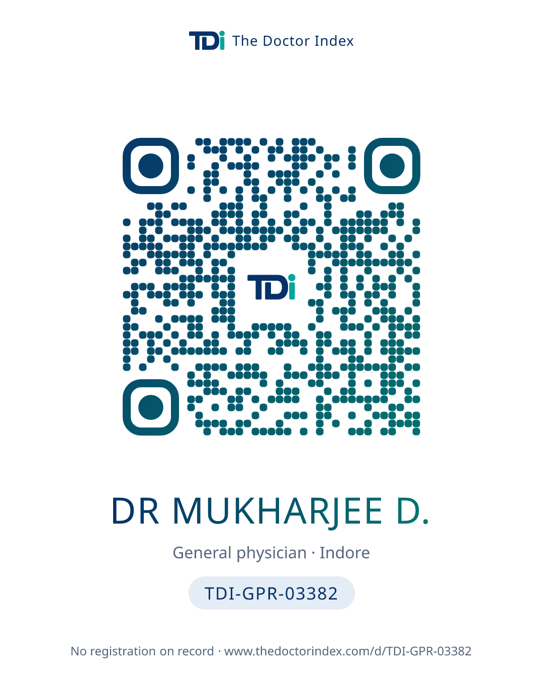 QR card for Dr Mukharjee D., TDI-GPR-03382