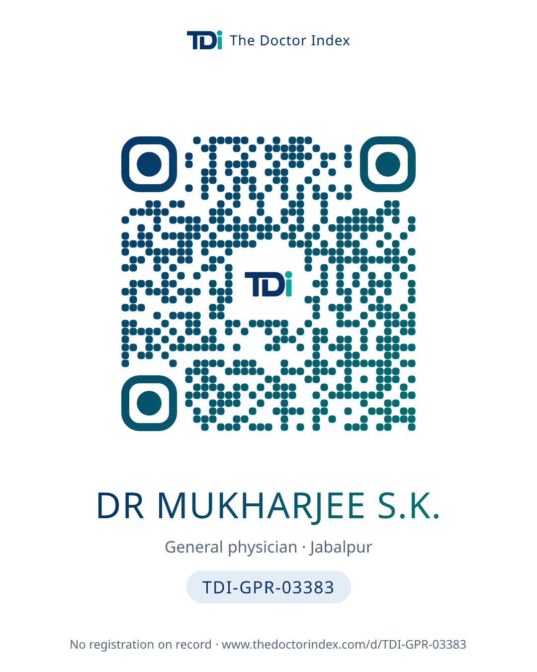 QR card for Dr Mukharjee S.K., TDI-GPR-03383