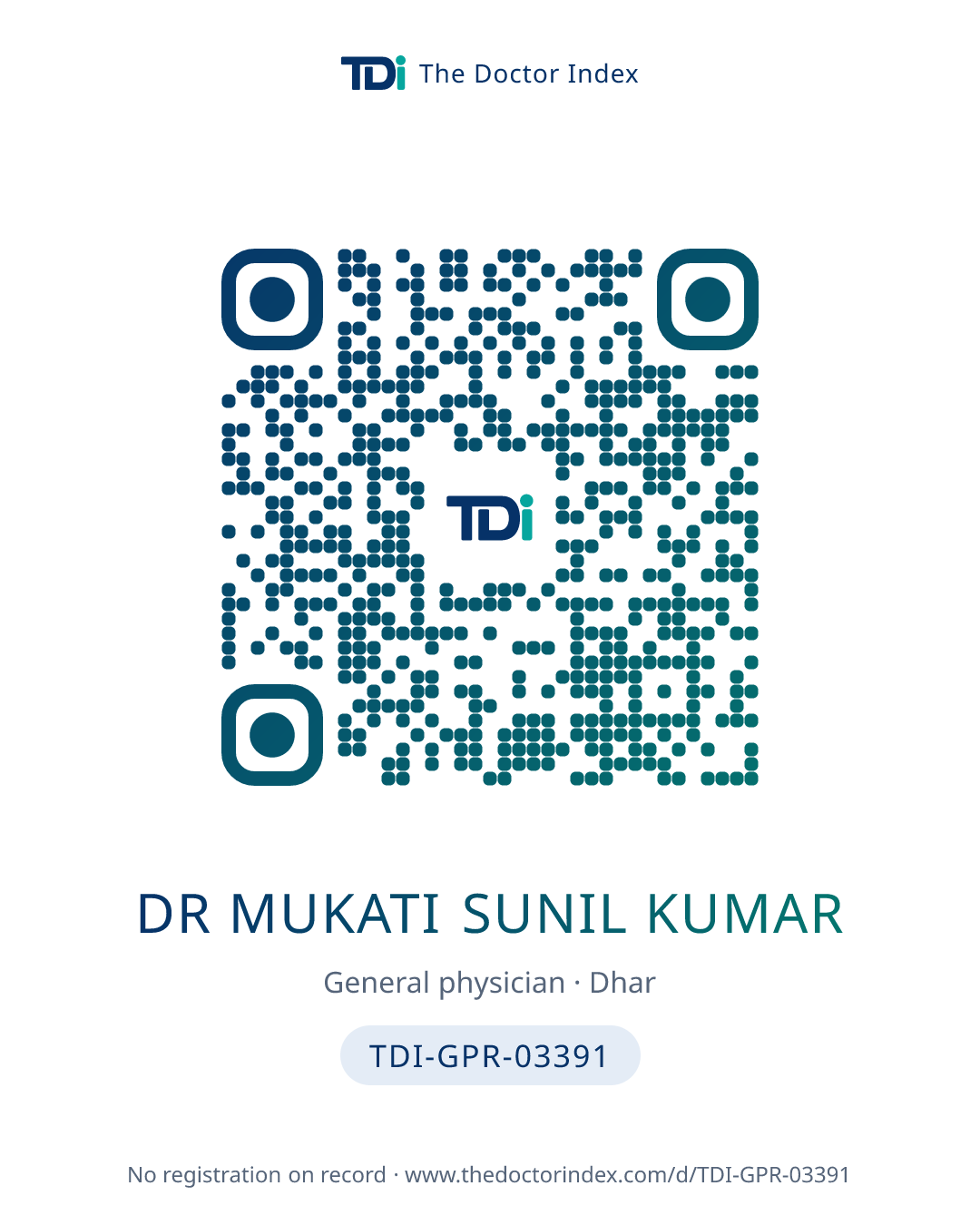 QR card for Dr Mukati Sunil Kumar, TDI-GPR-03391