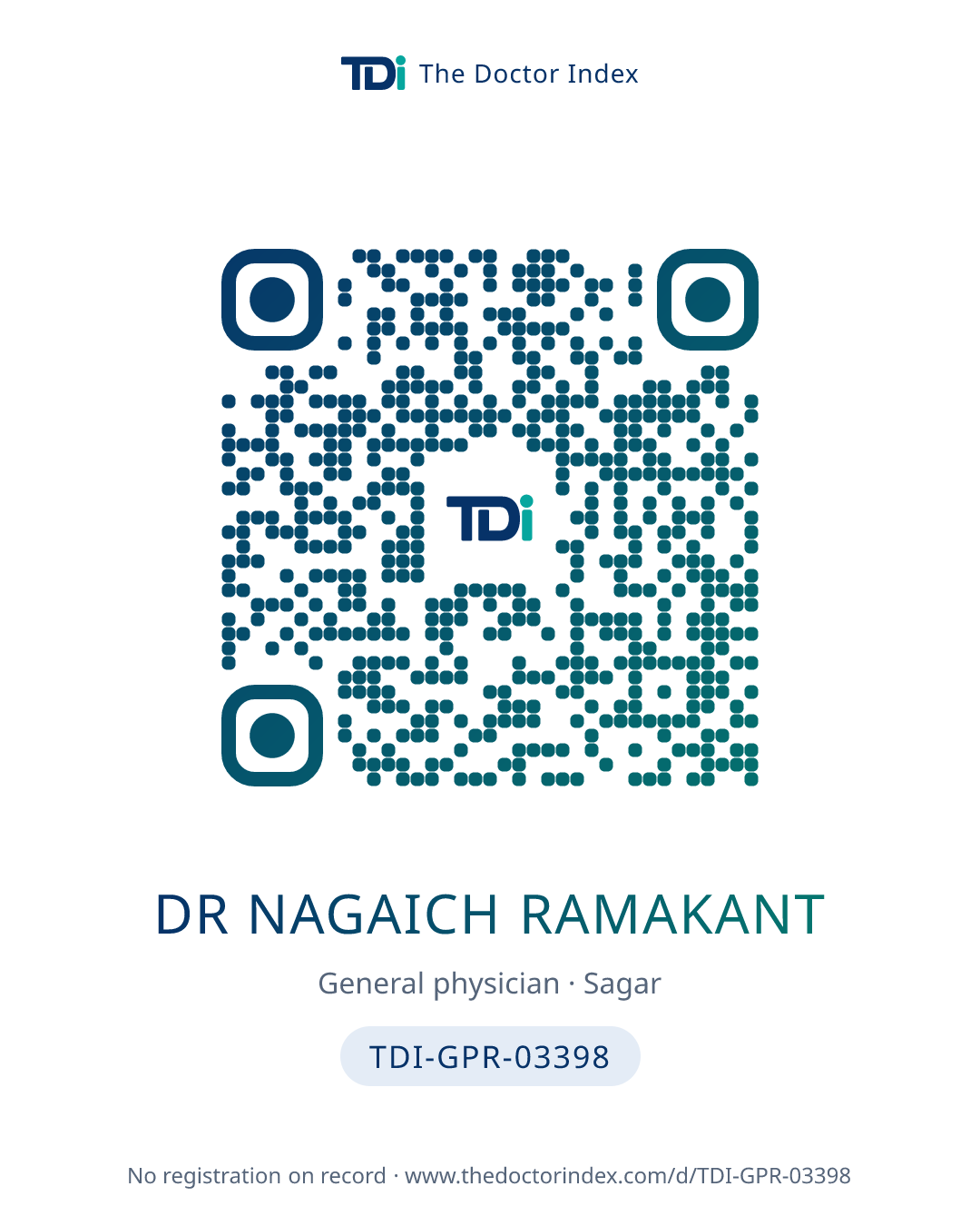 QR card for Dr Nagaich Ramakant, TDI-GPR-03398
