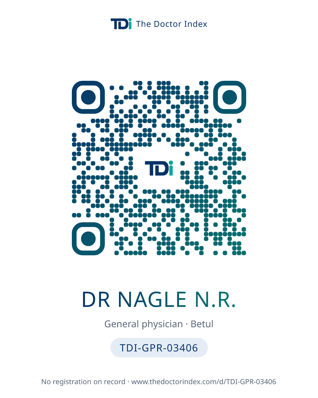 QR card for Dr Nagle N.R., TDI-GPR-03406