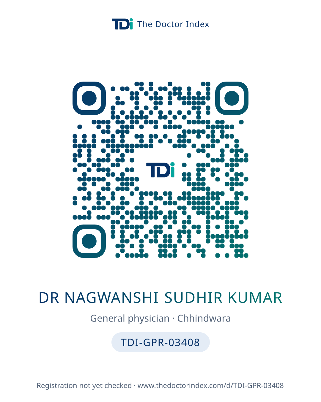 QR card for Dr Nagwanshi Sudhir Kumar, TDI-GPR-03408