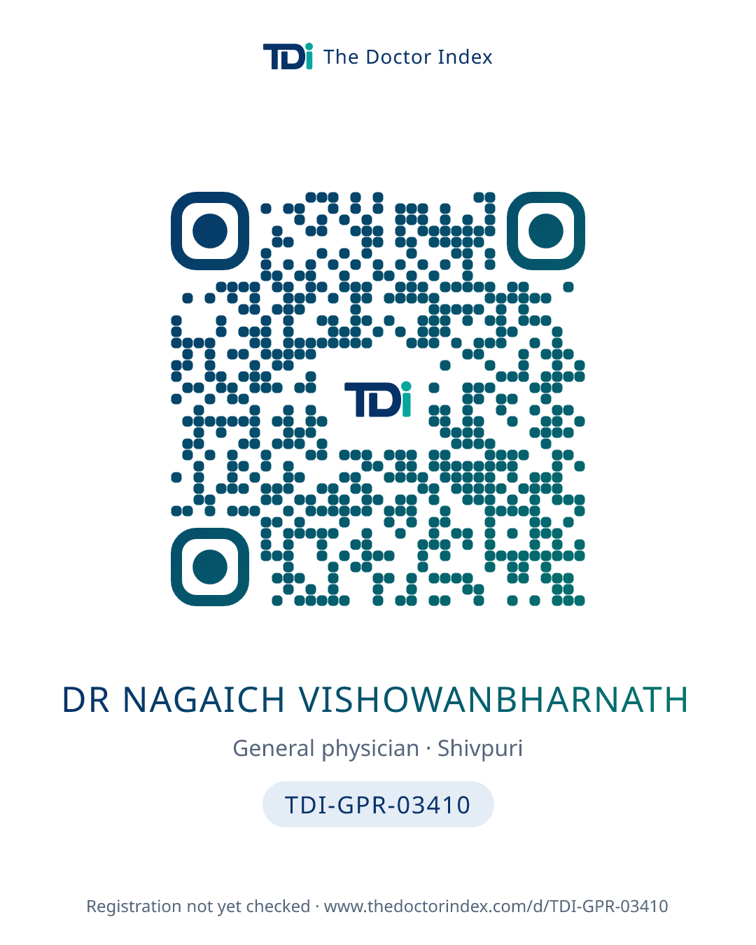 QR card for Dr Nagaich Vishowanbharnath, TDI-GPR-03410