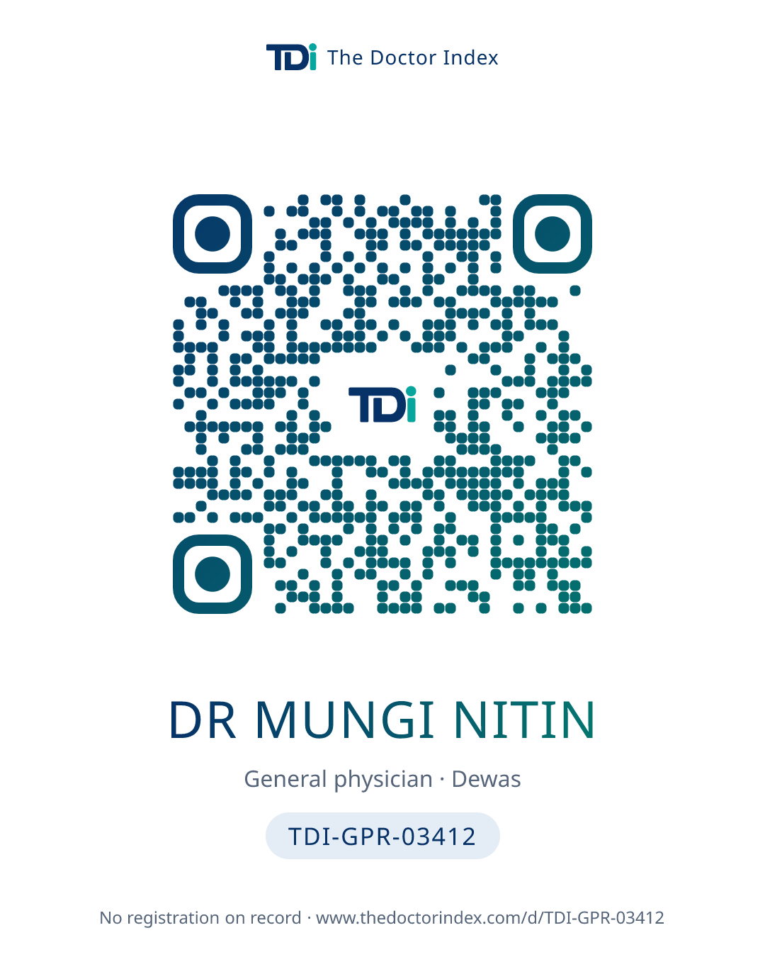 QR card for Dr Mungi Nitin, TDI-GPR-03412
