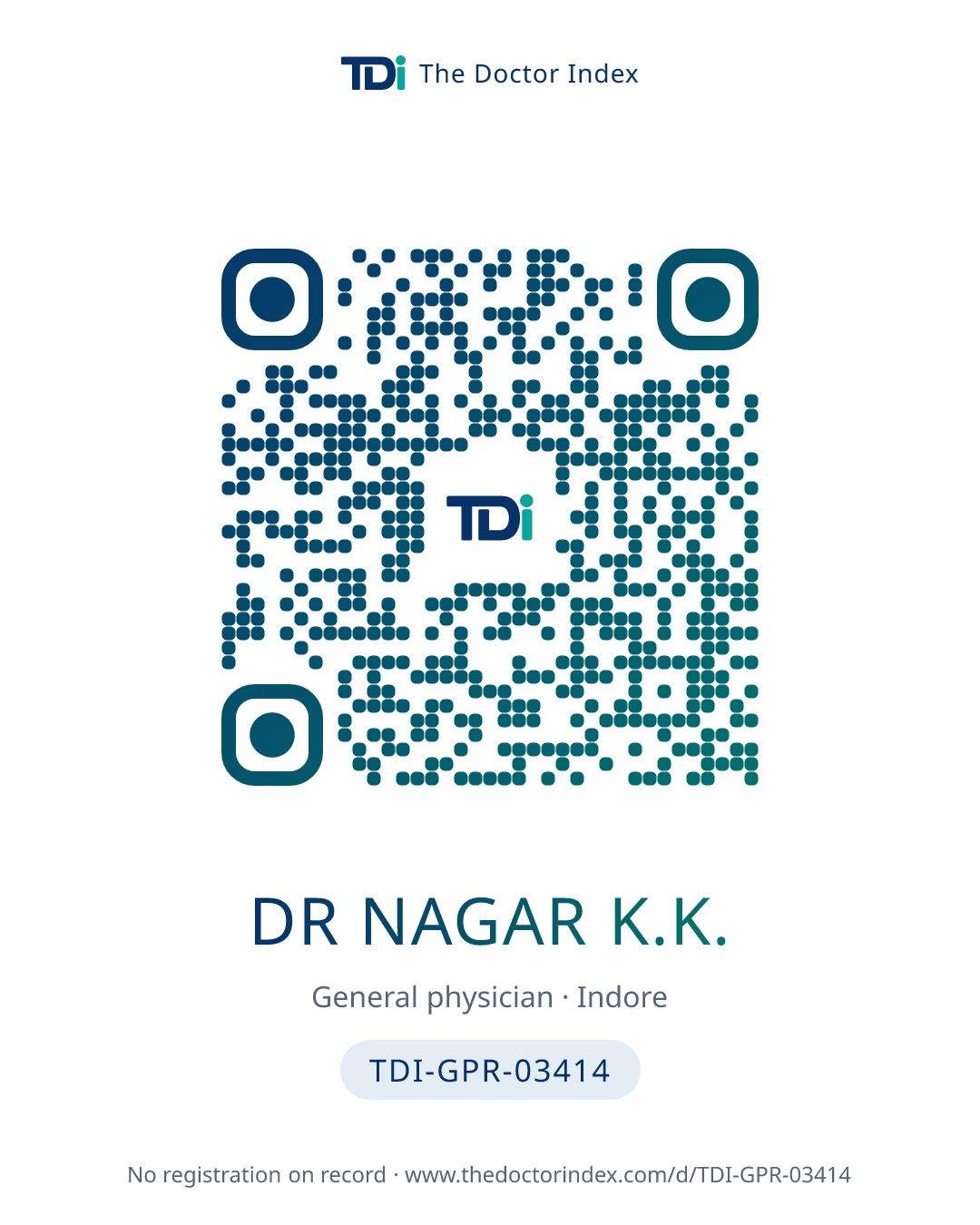 QR card for Dr Nagar K.K., TDI-GPR-03414