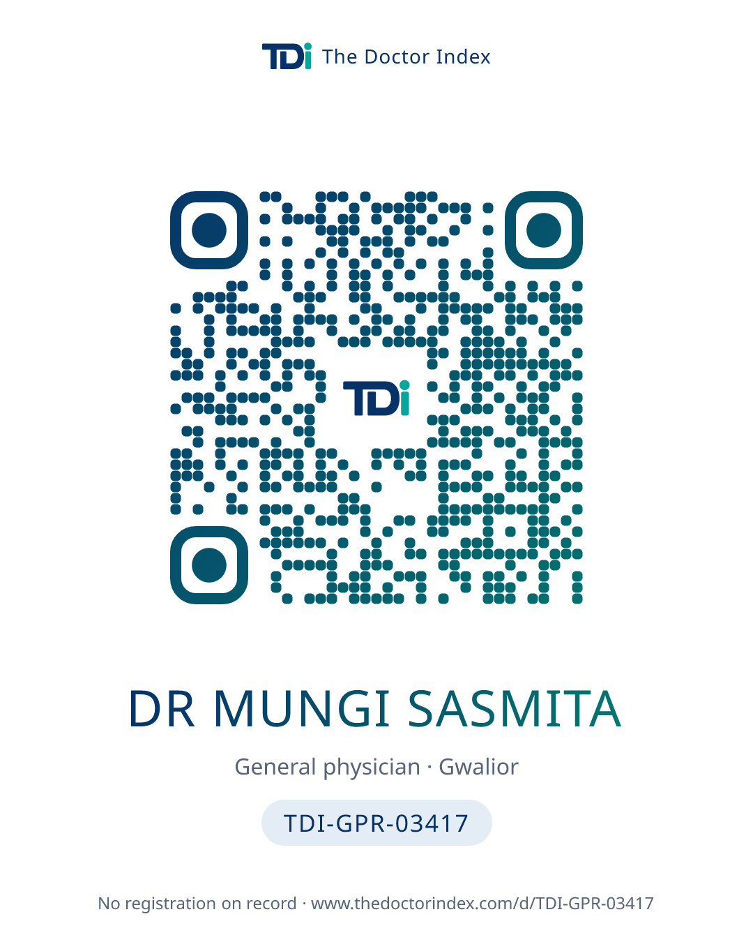 QR card for Dr Mungi Sasmita, TDI-GPR-03417